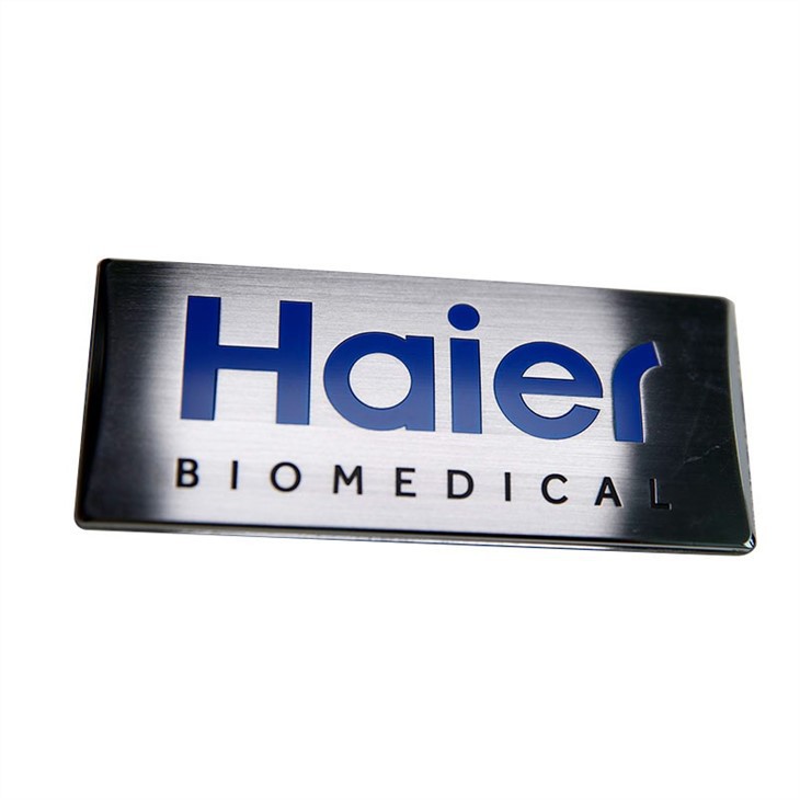 2 electroform metal logo sticker label